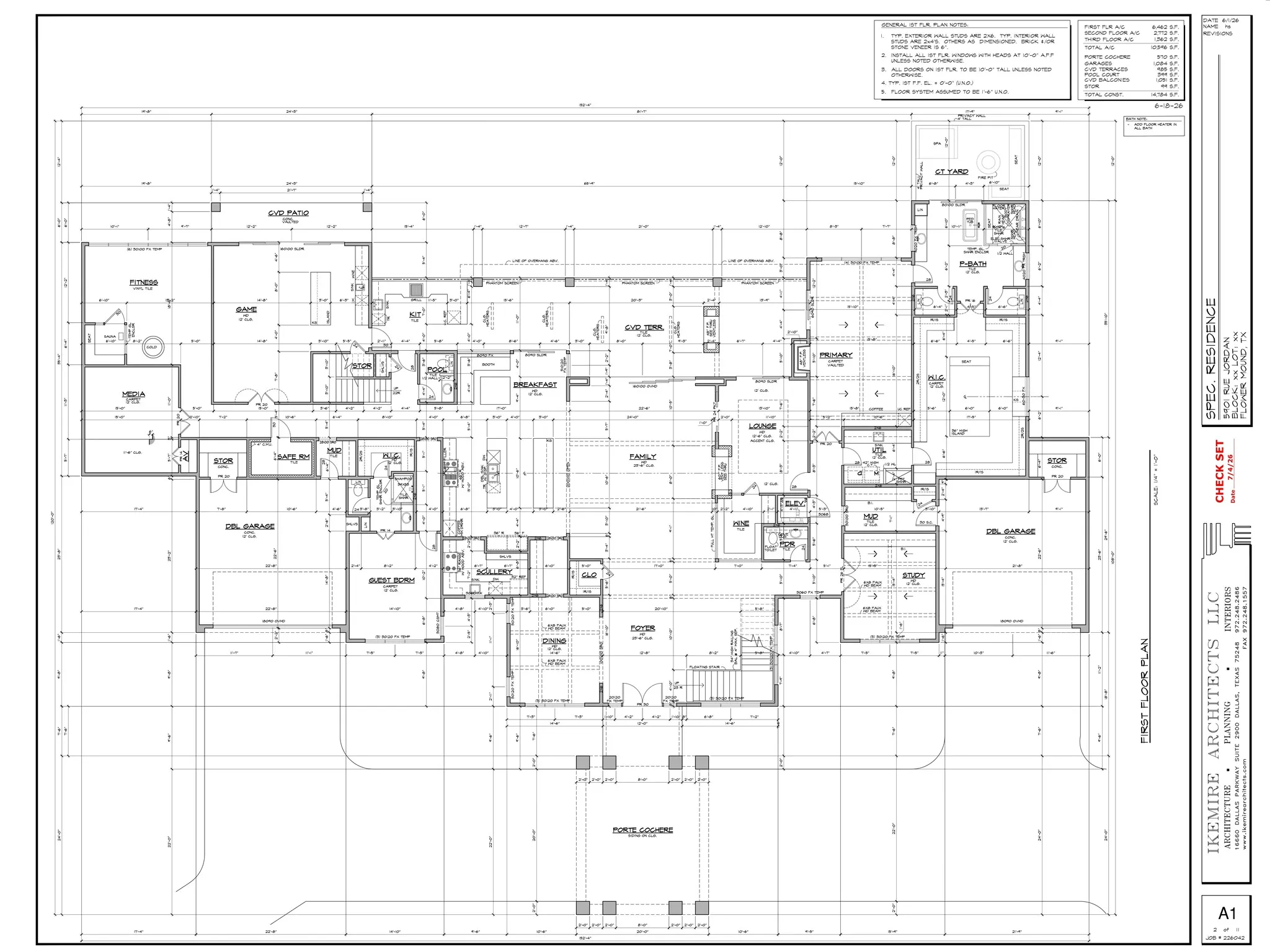 Floor plan detail from the preliminary plans