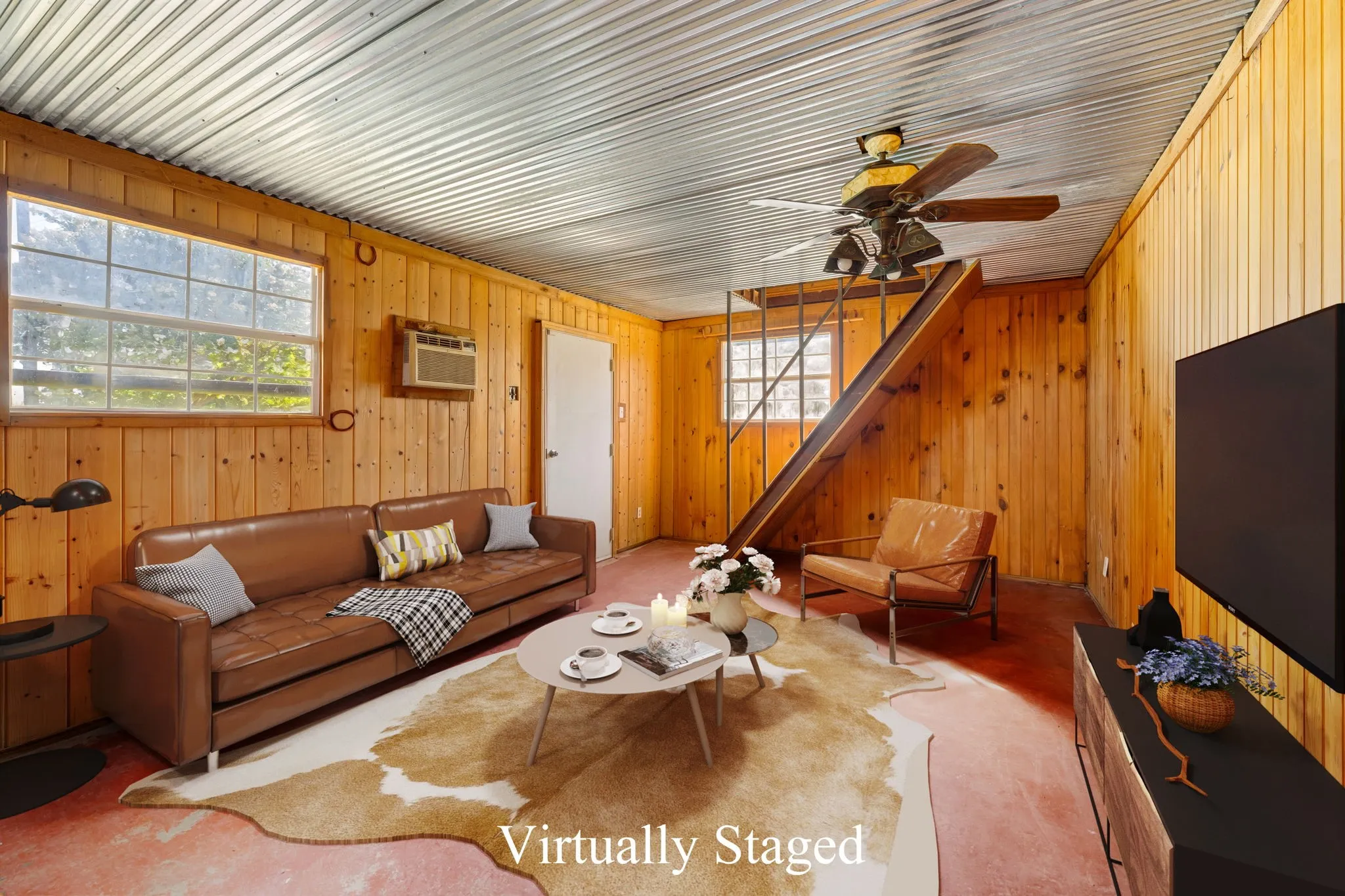 living quarters in barn shown digital staged