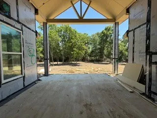 Backyard view from large covered patio