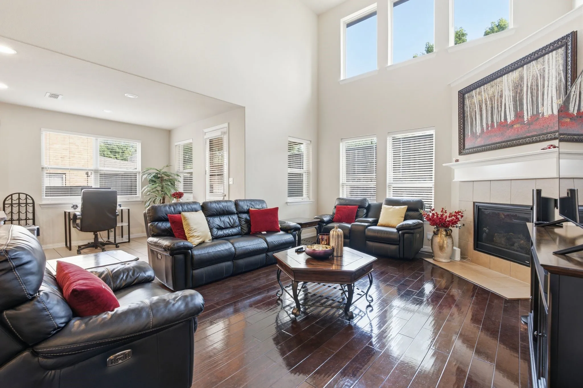 View of Living room after coming out of the primary suite