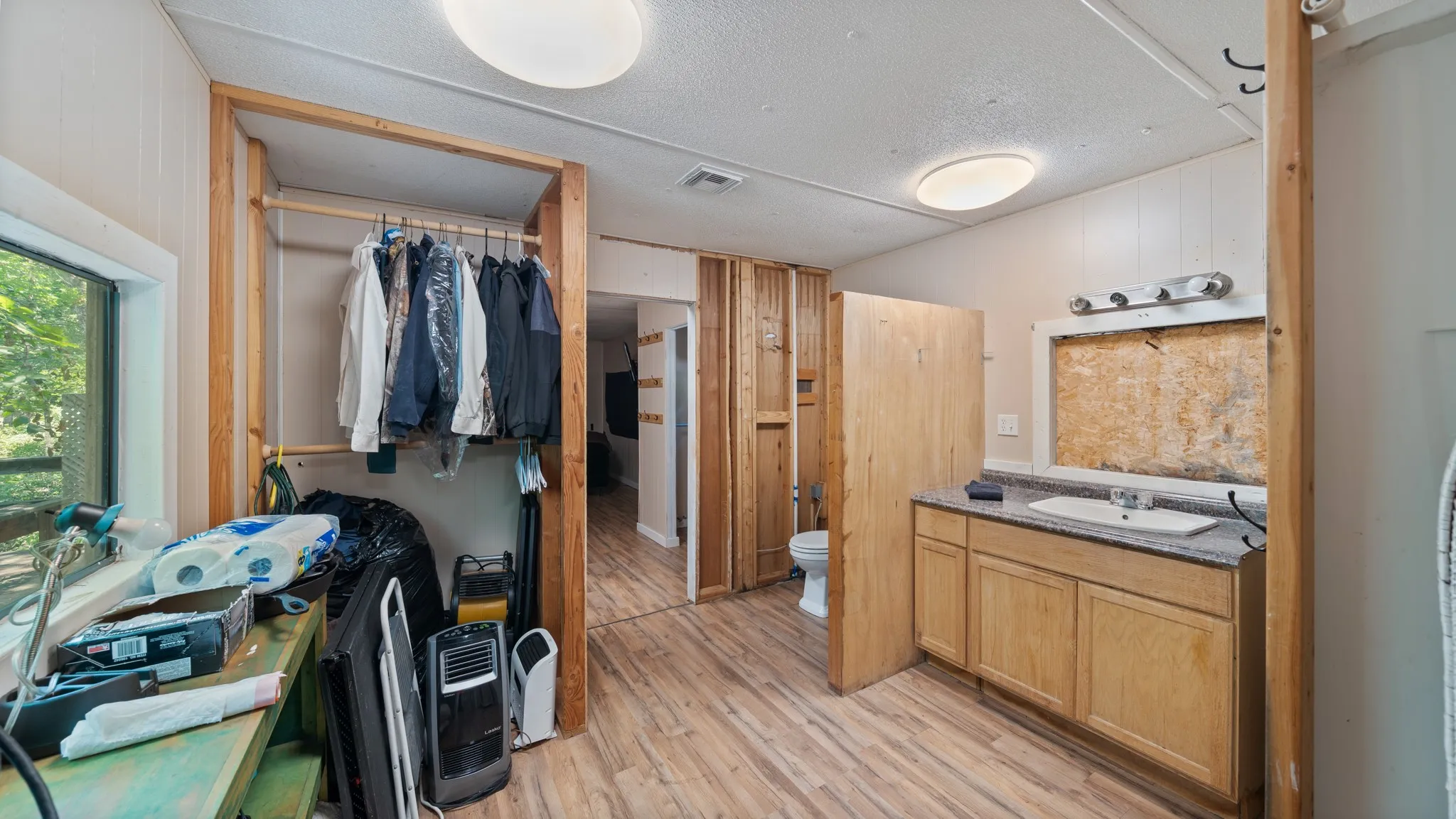 Wood-finish flooring throughout