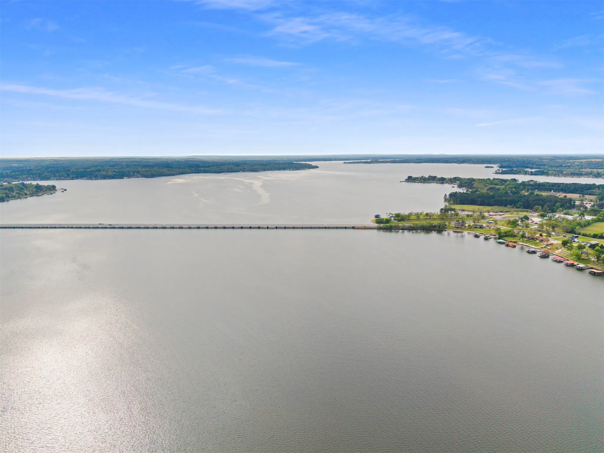 Expansive lake and shoreline