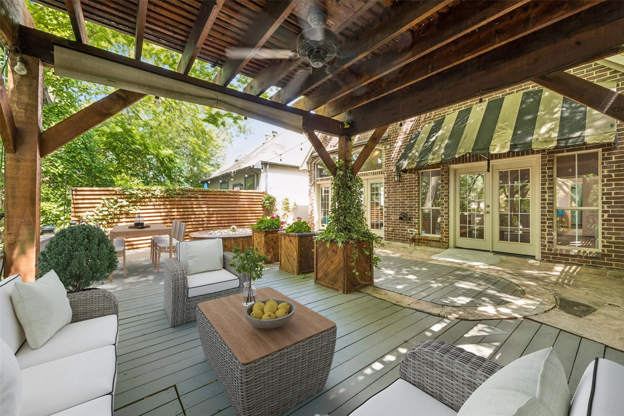 Outdoor living and dining with virtual staging