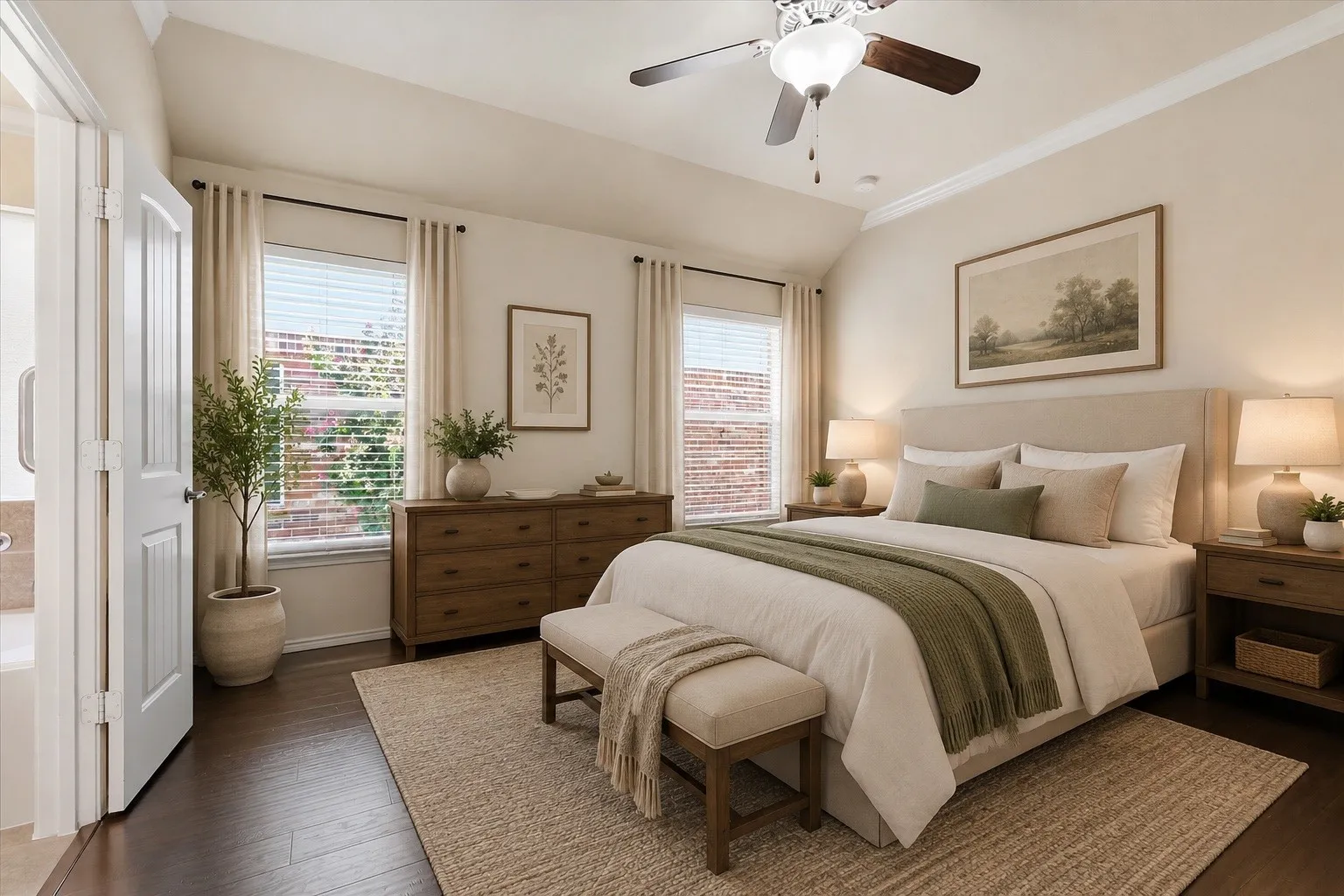 Virtually staged primary bedroom.