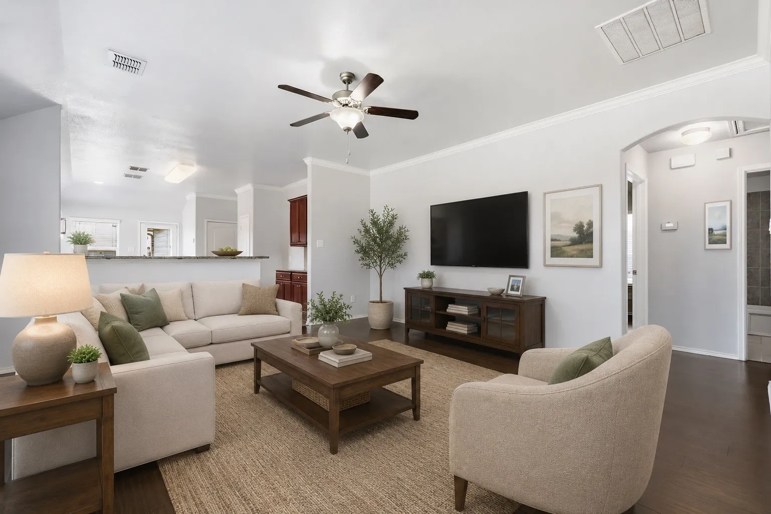 Virtually staged living room.
