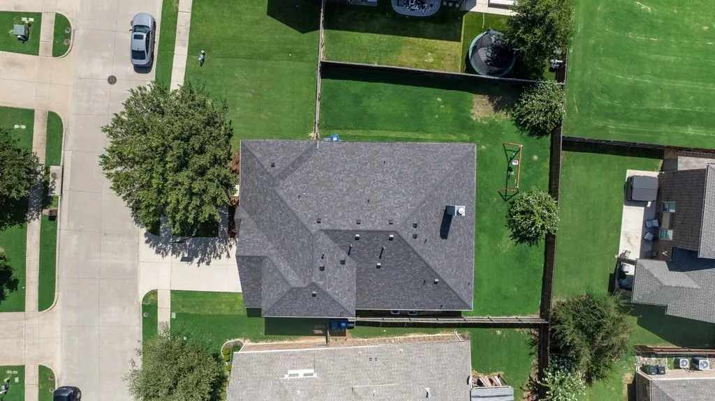 Asphalt shingle roof with multiple gables