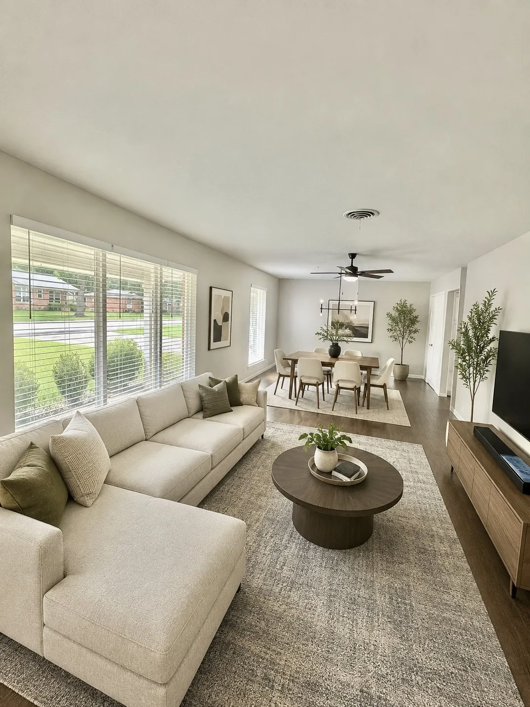Virtually Staged Living Area and dining