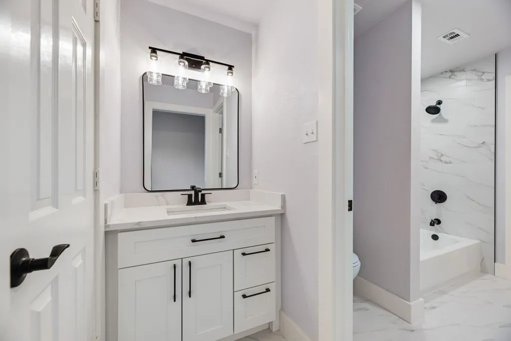 Jack-and-Jill bathroom with modern finishes