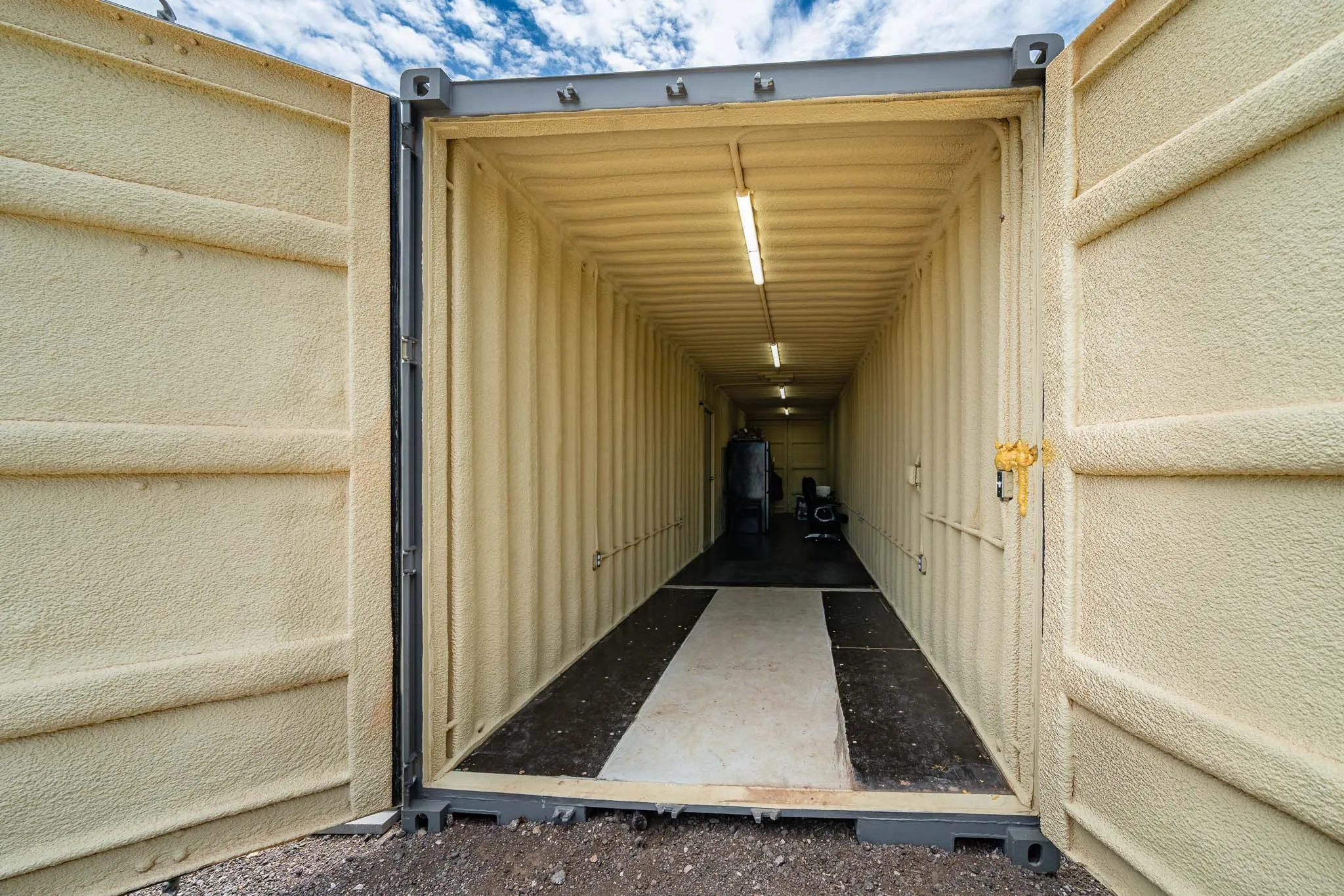 Interior of shipping container