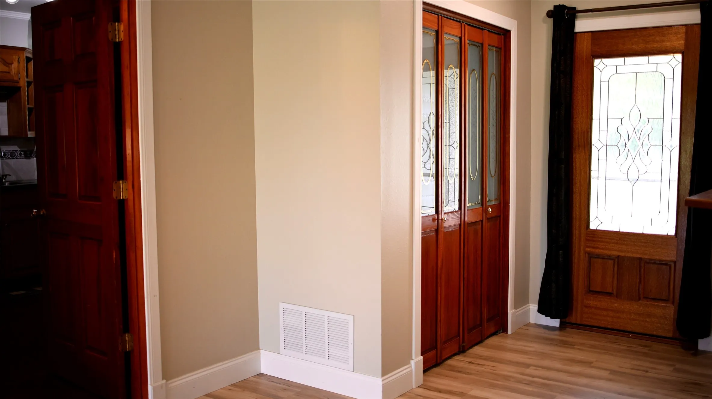 Wood-finish flooring throughout