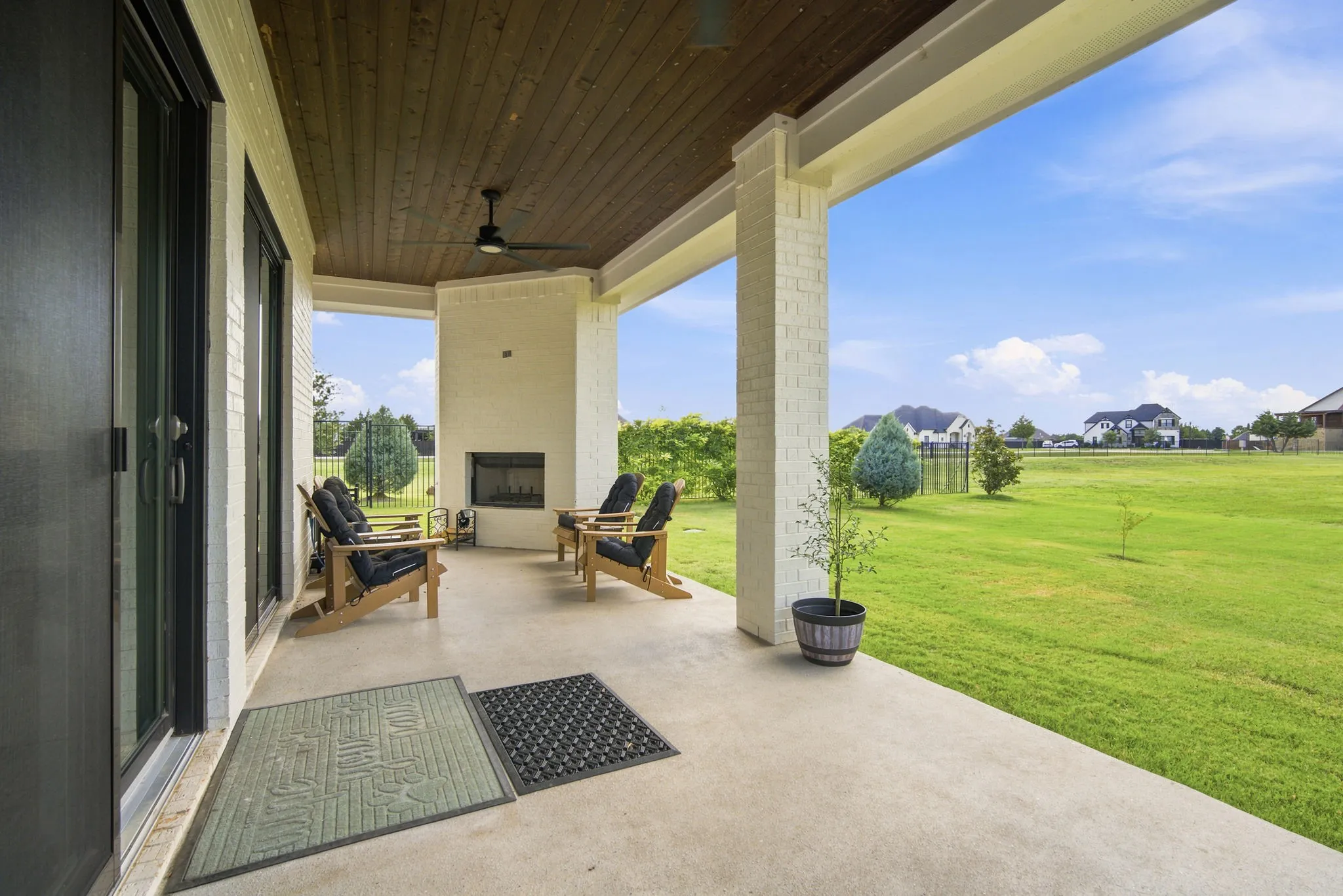 Lovely outdoor patio with fireplace
