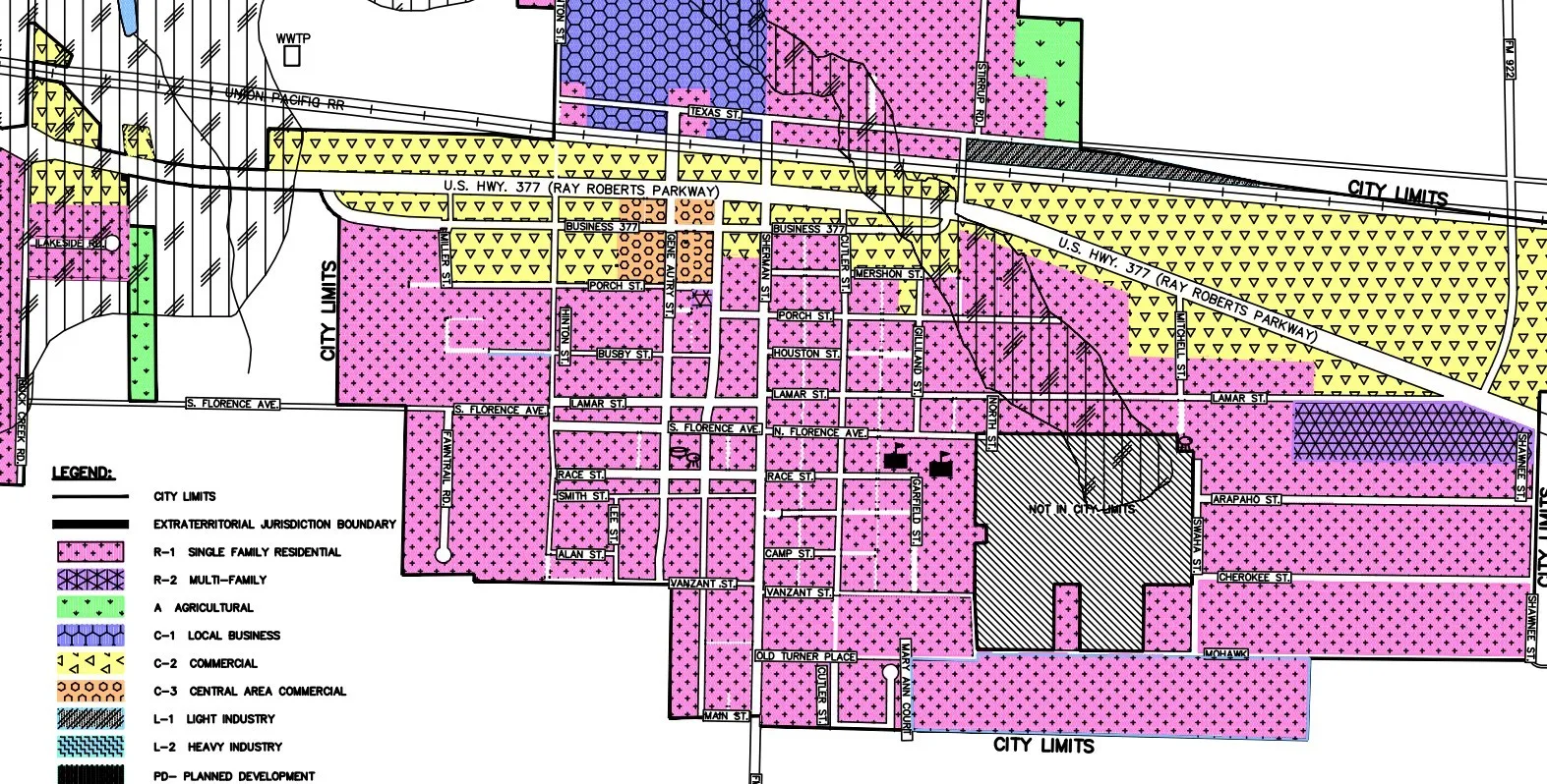 City of Tioga zoning map