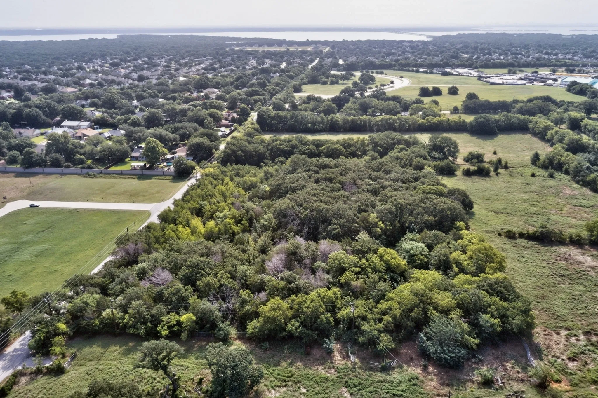 Expansive wooded lot with a mix of mature trees and open grassy areas