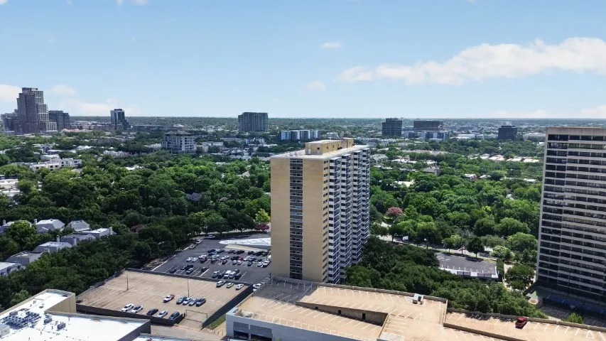 Aerial perspective showcasing dense urban landscape