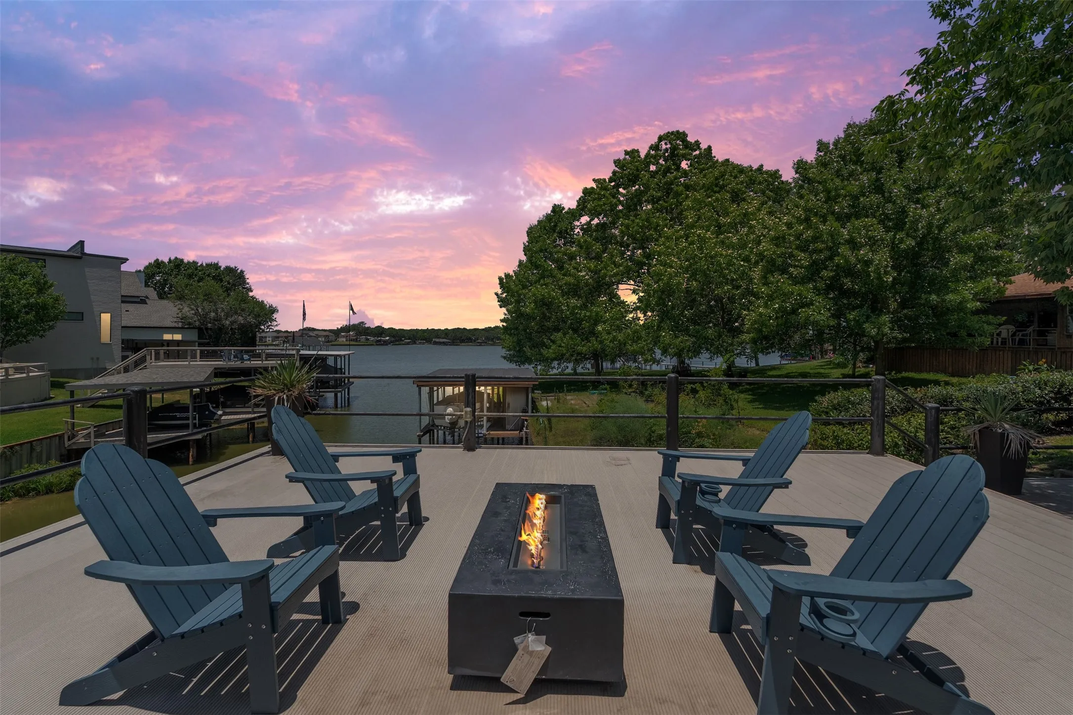 Walk-out boat dock with outdoor living and best views of open water