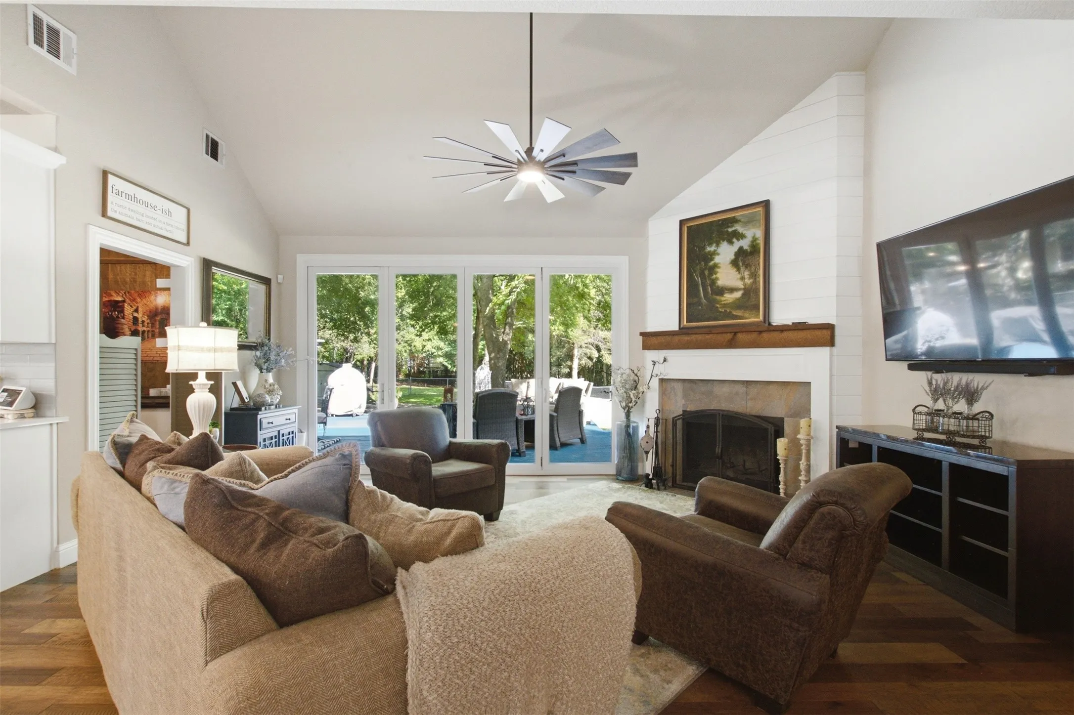 Family Room with Moving Glass Wall System
