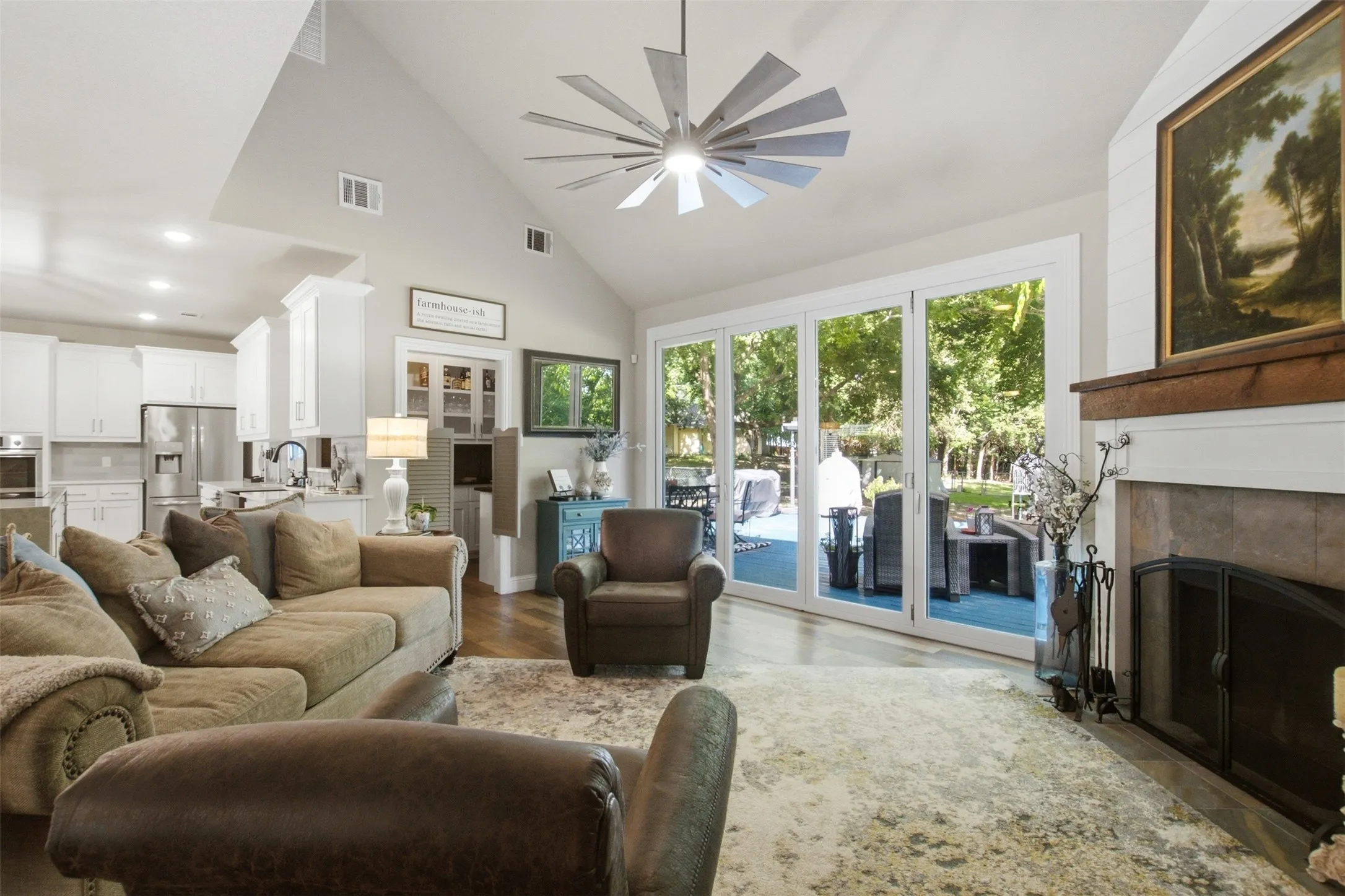 Family Room with Vaulted Ceilings