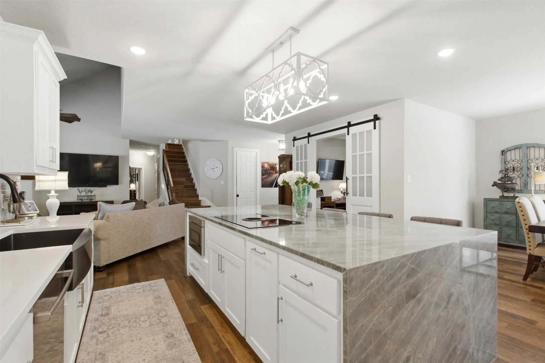 Custom Kitchen Open to Dining Room and Living Room