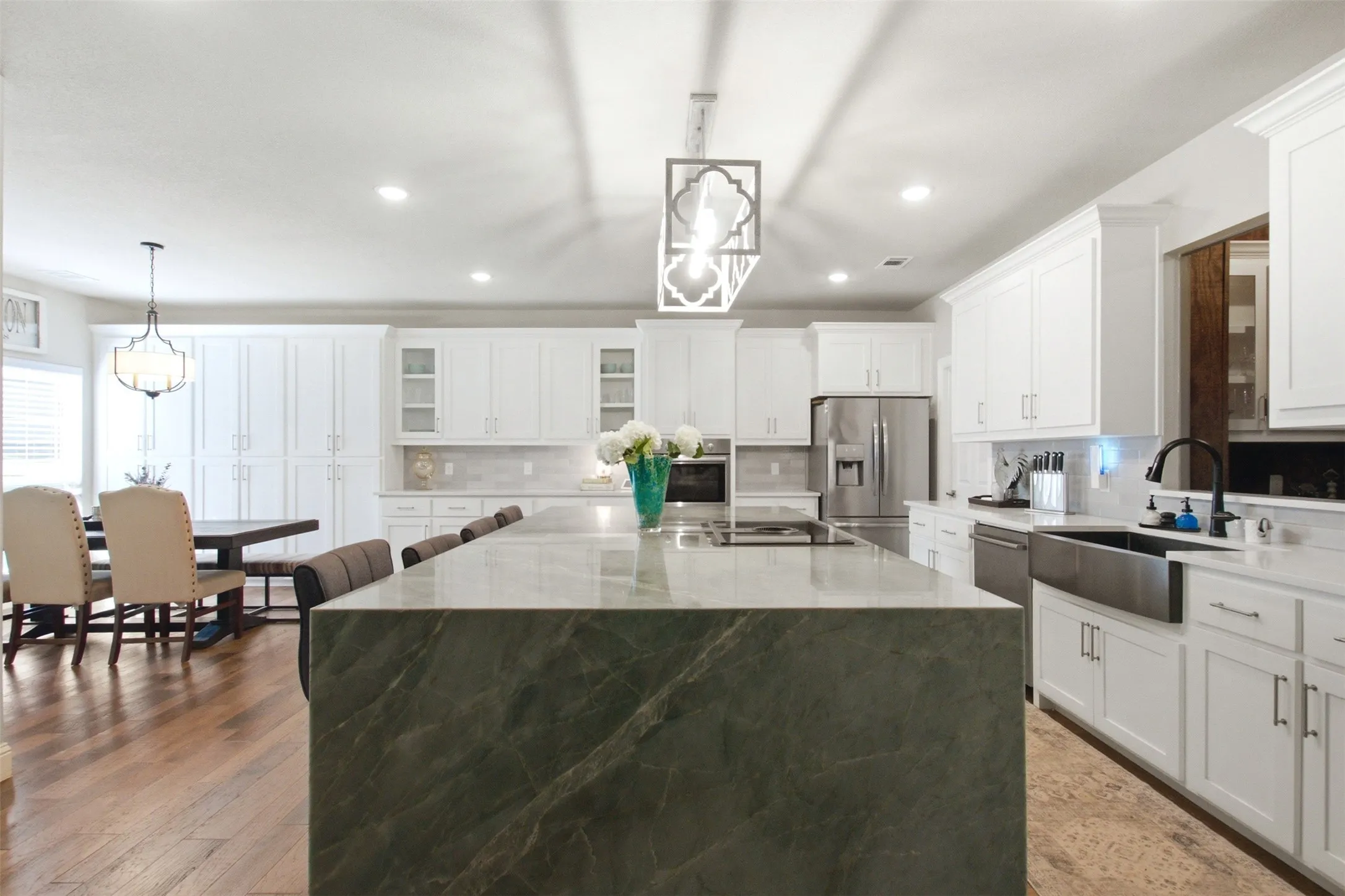 Custom Kitchen Island with Upgraded Lighting