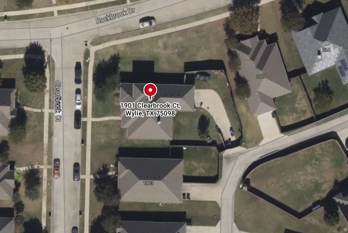 Aerial Property Map. Displaying the property's address and surrounding structures. Very large corner piece