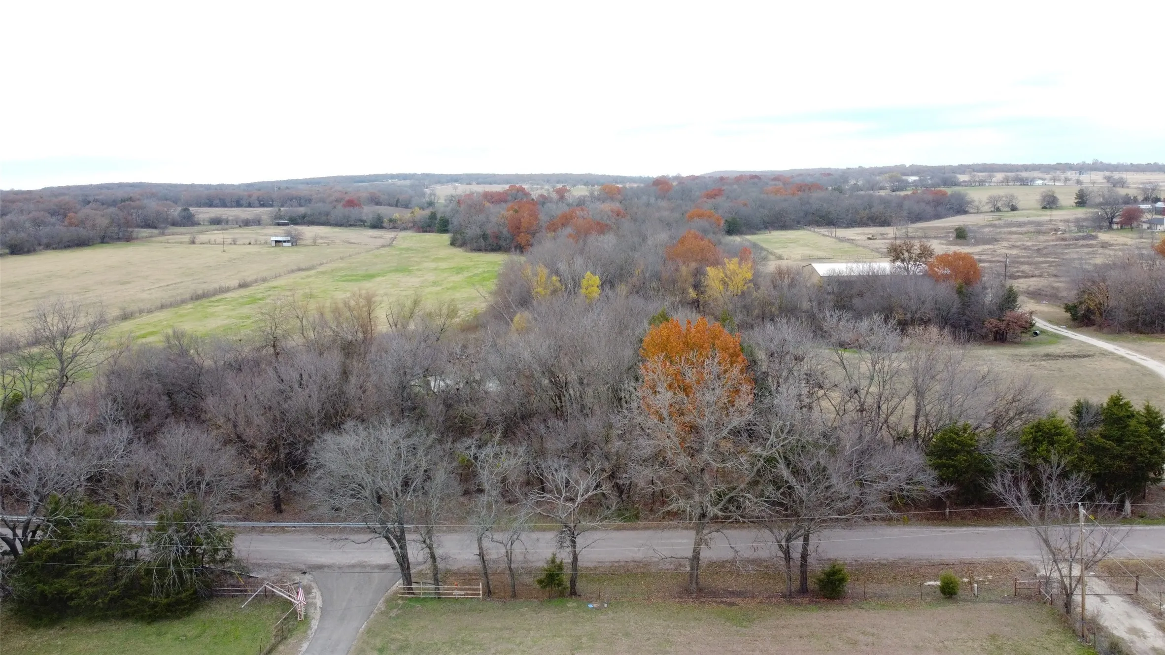 Aerial view from the property looking across the road and surrounding property.