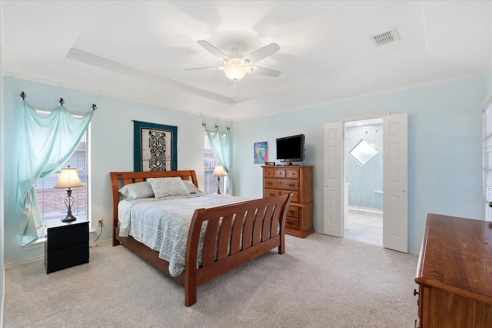 Primary bedroom with new carpet.  The carpet was replaced in June 2026.