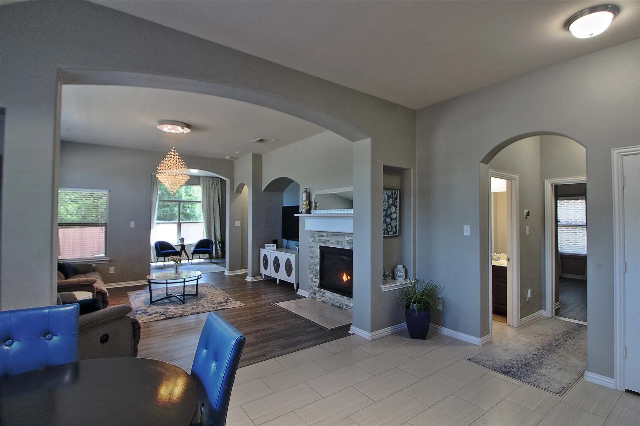 Split bedroom plan. Down this hallway are the two bedrooms and full bath.