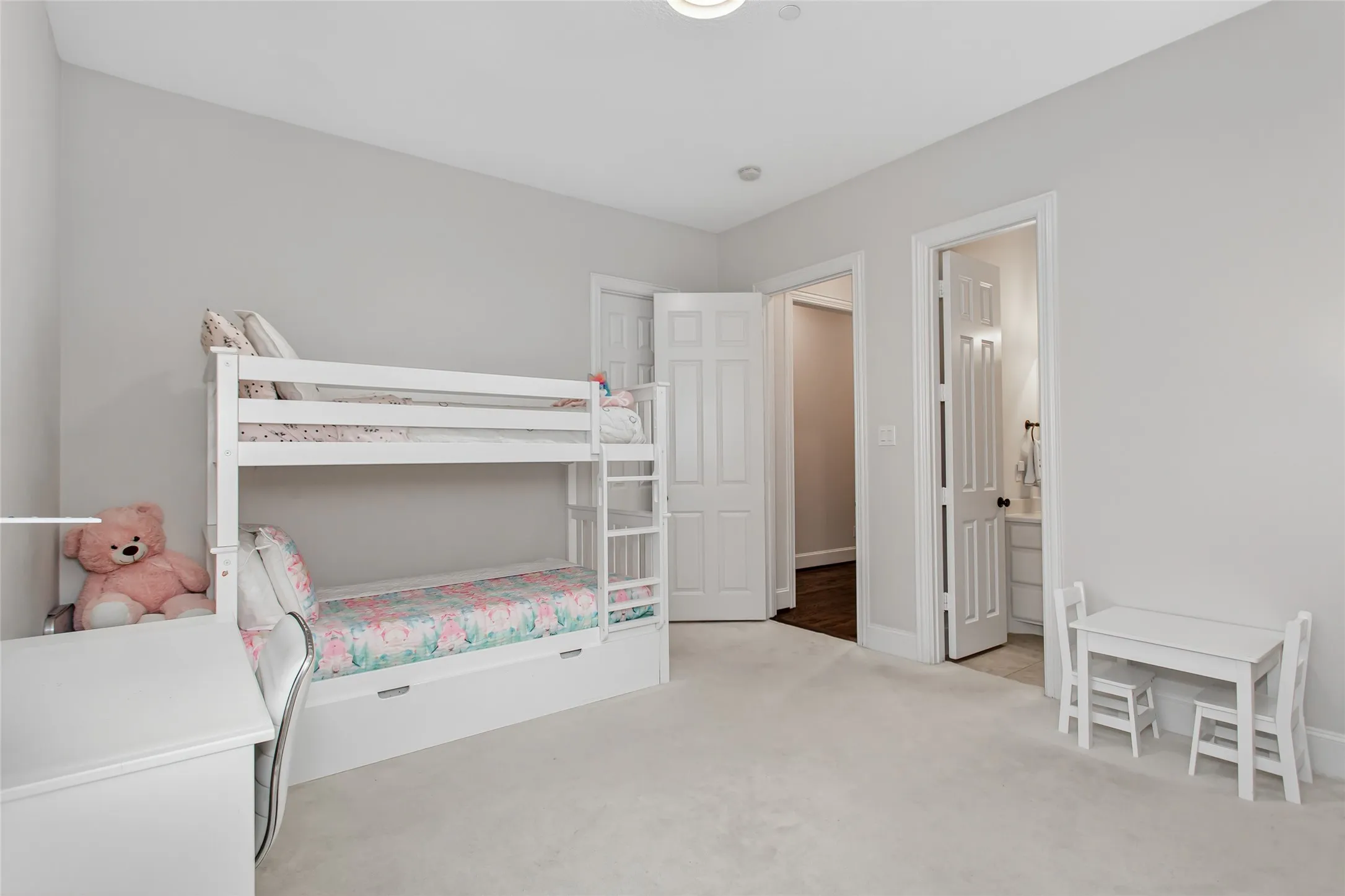 Light-colored wall paint throughout