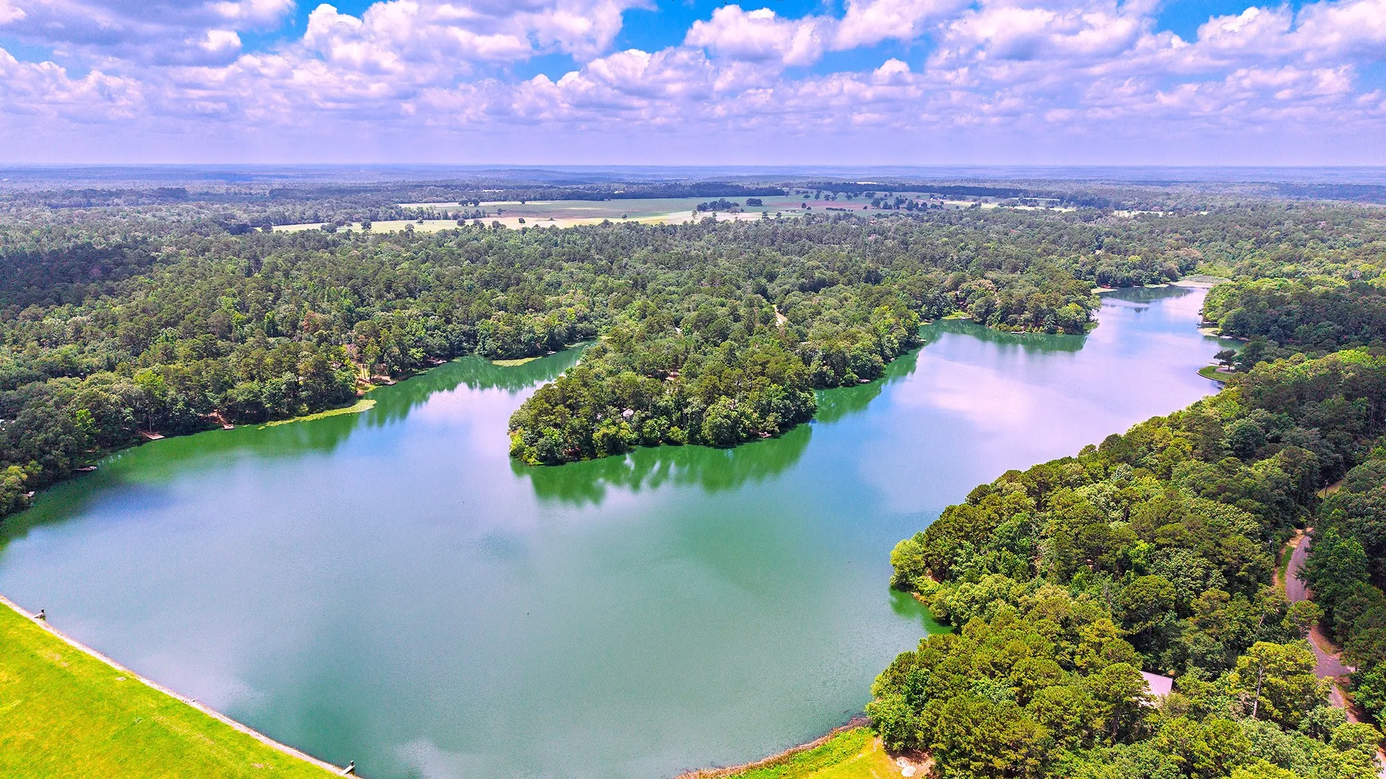 Aerial view of lake