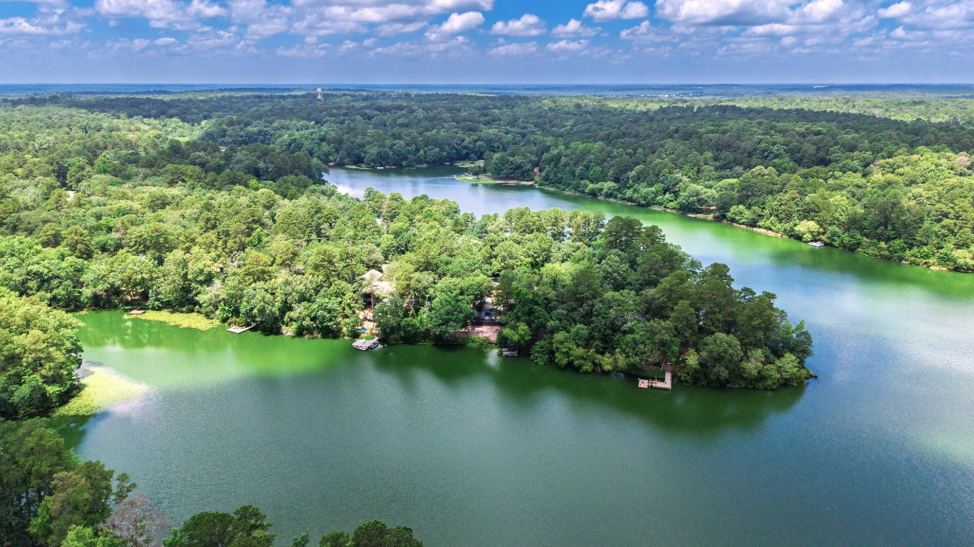 Aerial view of lake