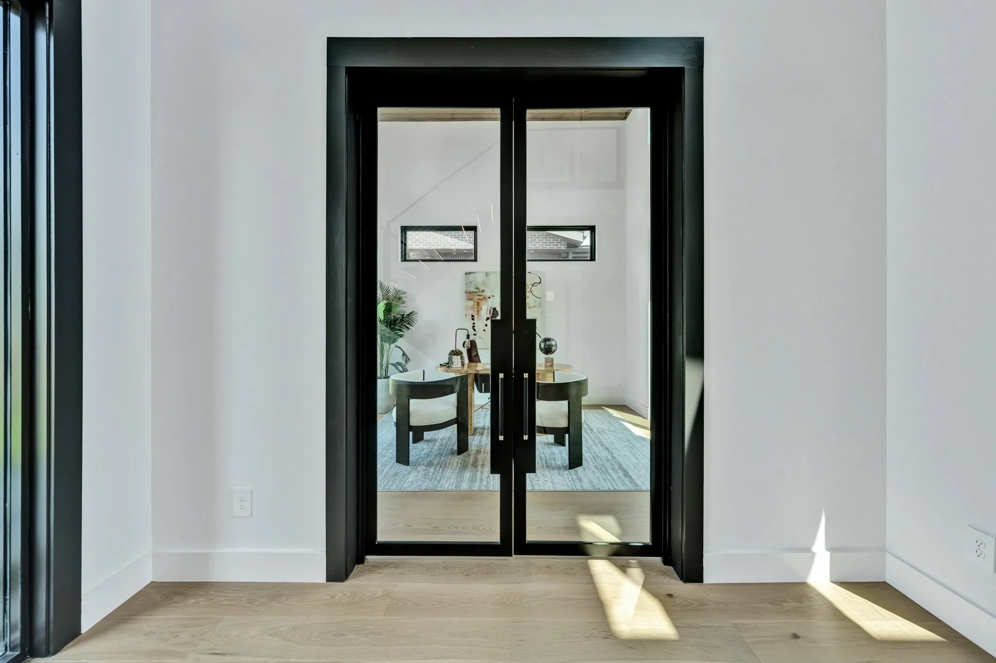 Office with custom made iron door
