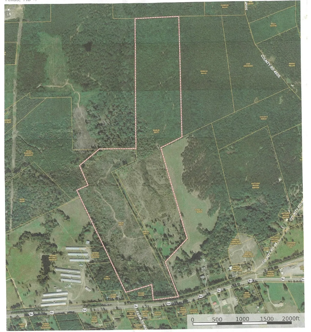 Survey Map. Presenting an aerial view of the property with outlined boundaries and surrounding parcels
