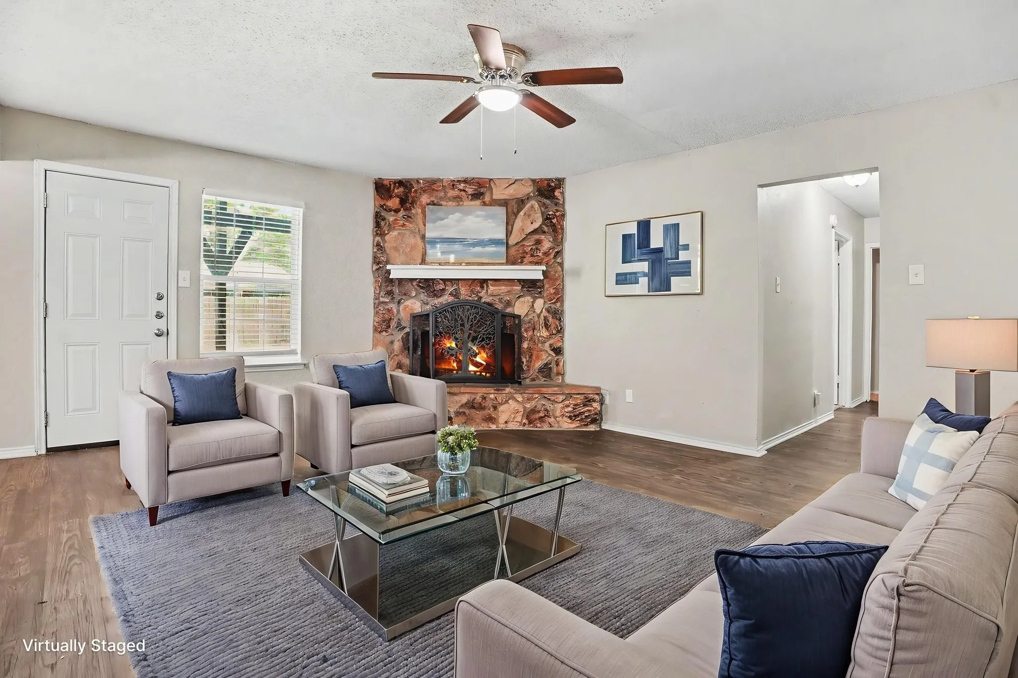 Virtually staged living room