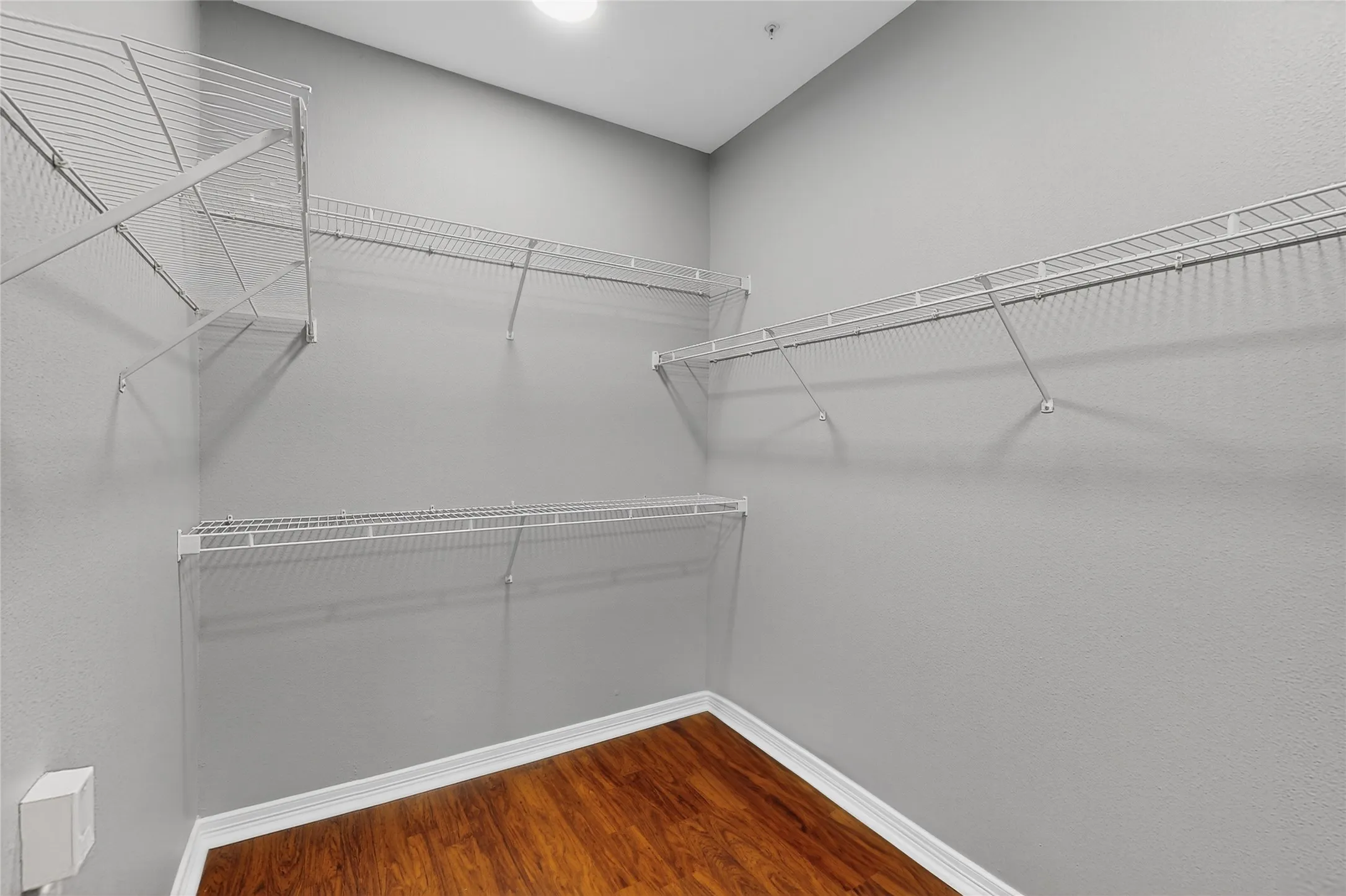 Walk in closet featuring wood finished floors