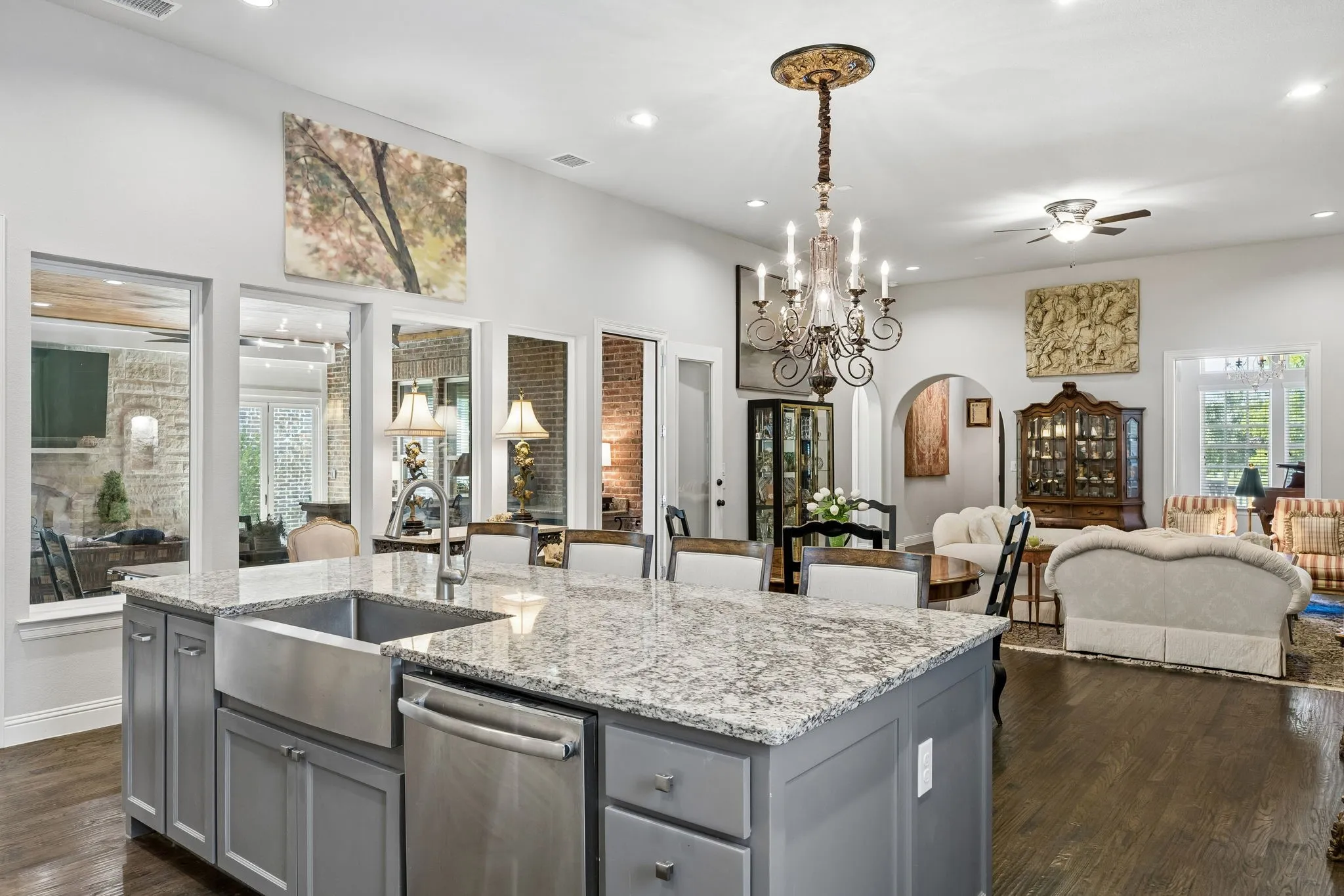 So open and spacious for elegant entertaining. Through the doors on left is the 620 sq ft living expansion that was formerly a patio.