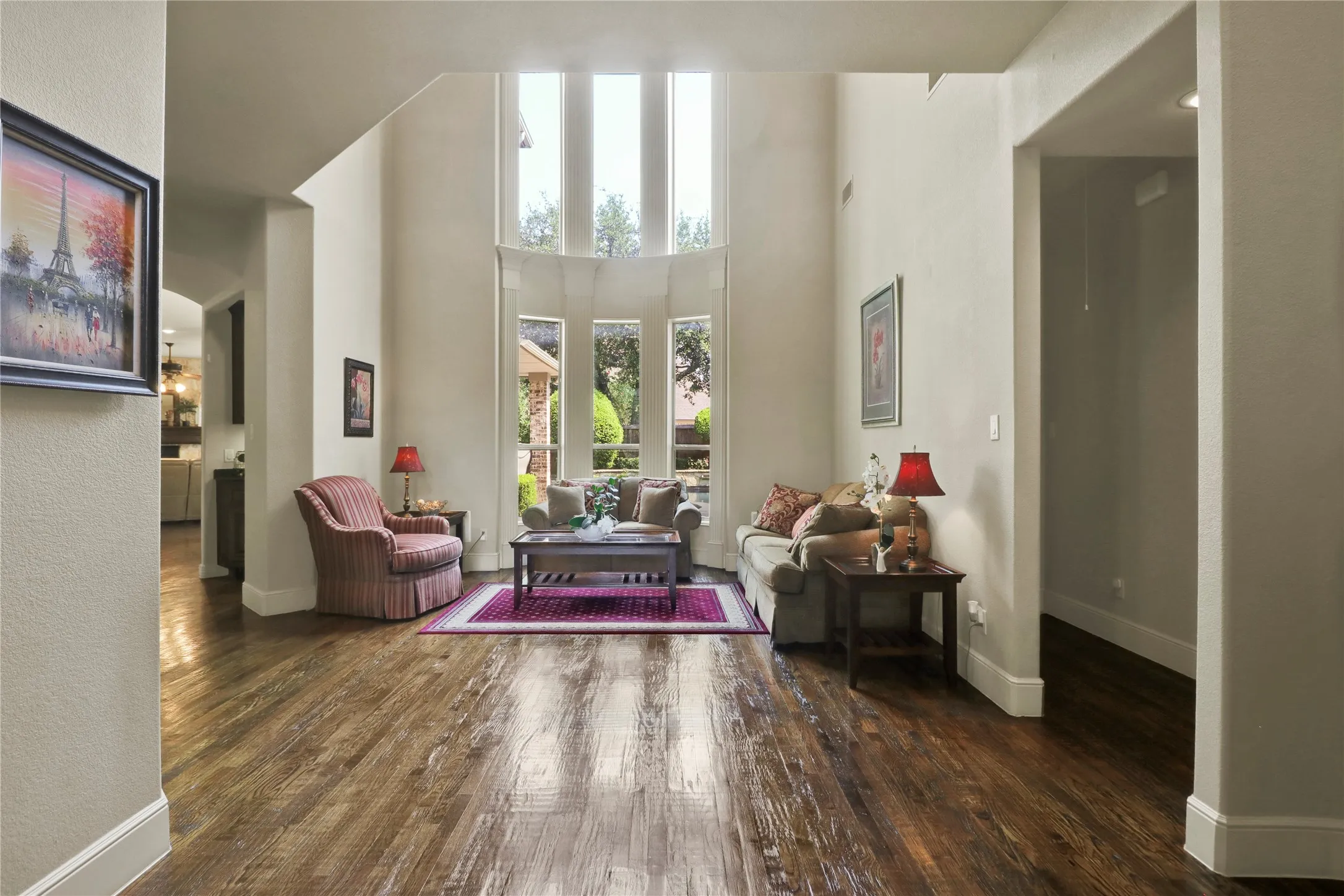 Entry with cozy living room space overlooking back yard.
