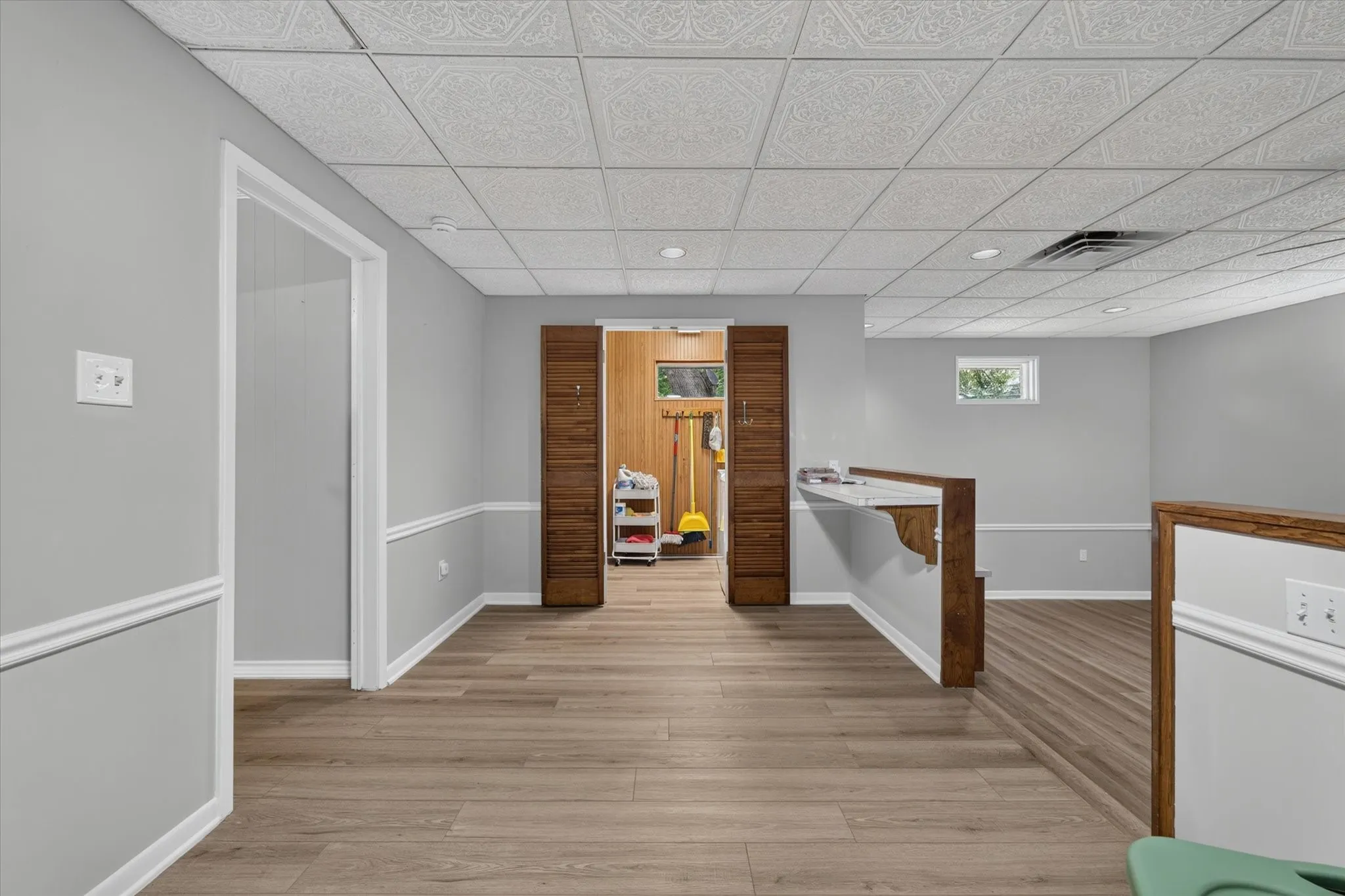 Dining room with view of laundry room
