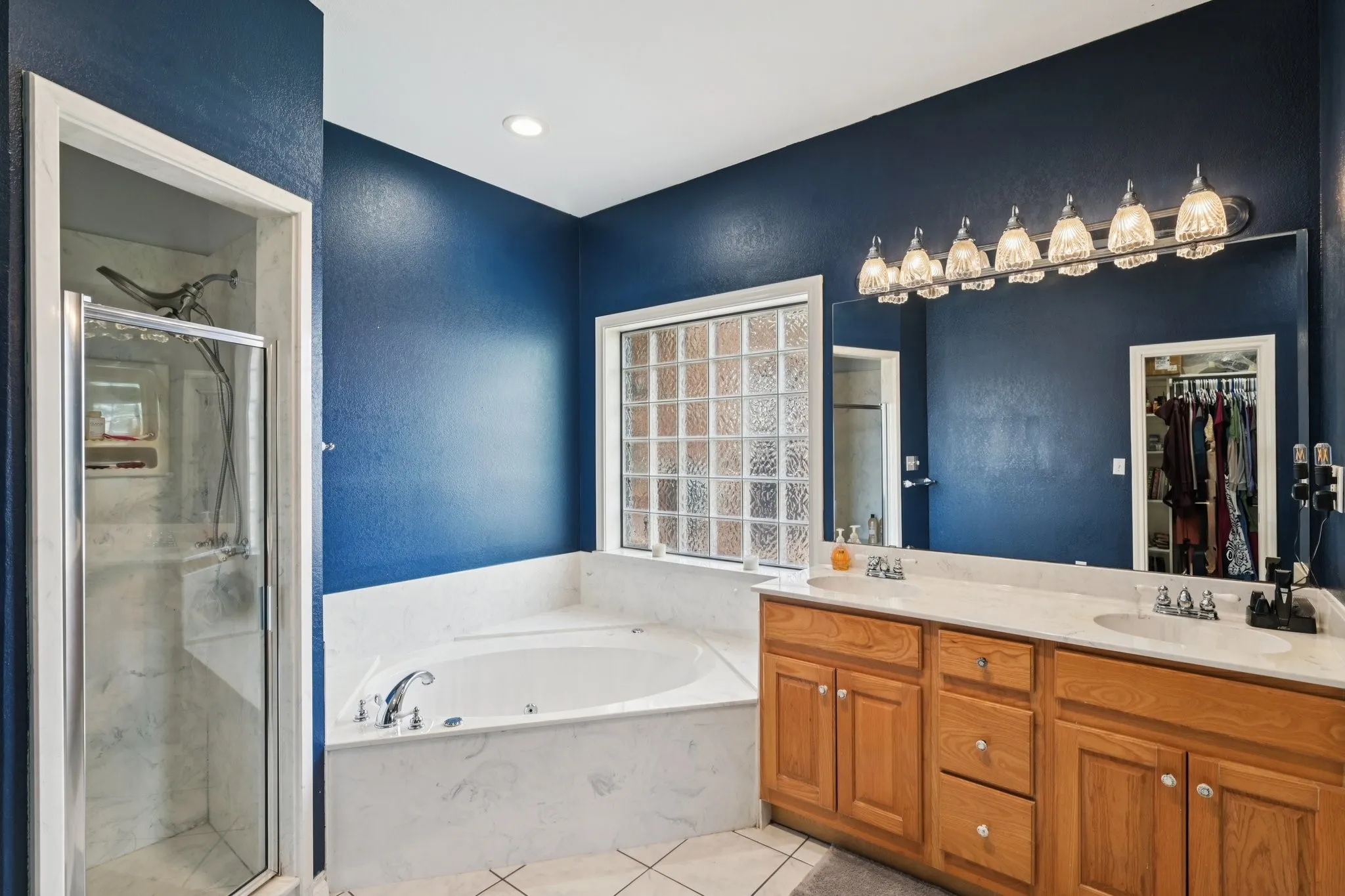 Primary Bathroom with Shower and Separate Tub