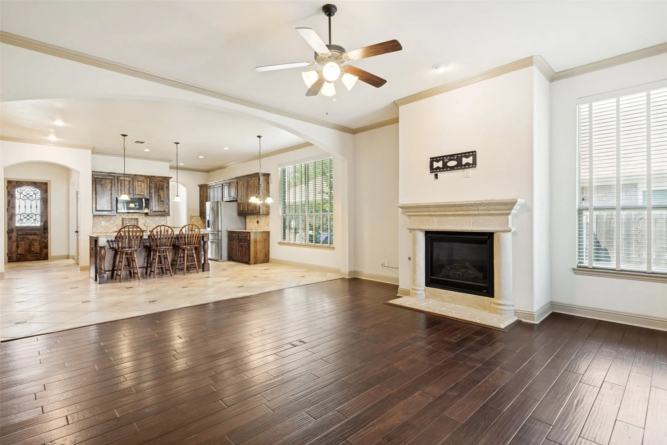 View towards kitchen from family room.
