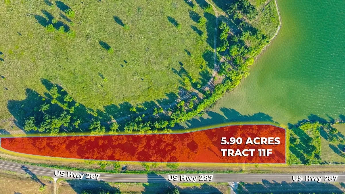 Aerial Property Survey. Highlighting a 5.90-acre tract with highway and water frontage