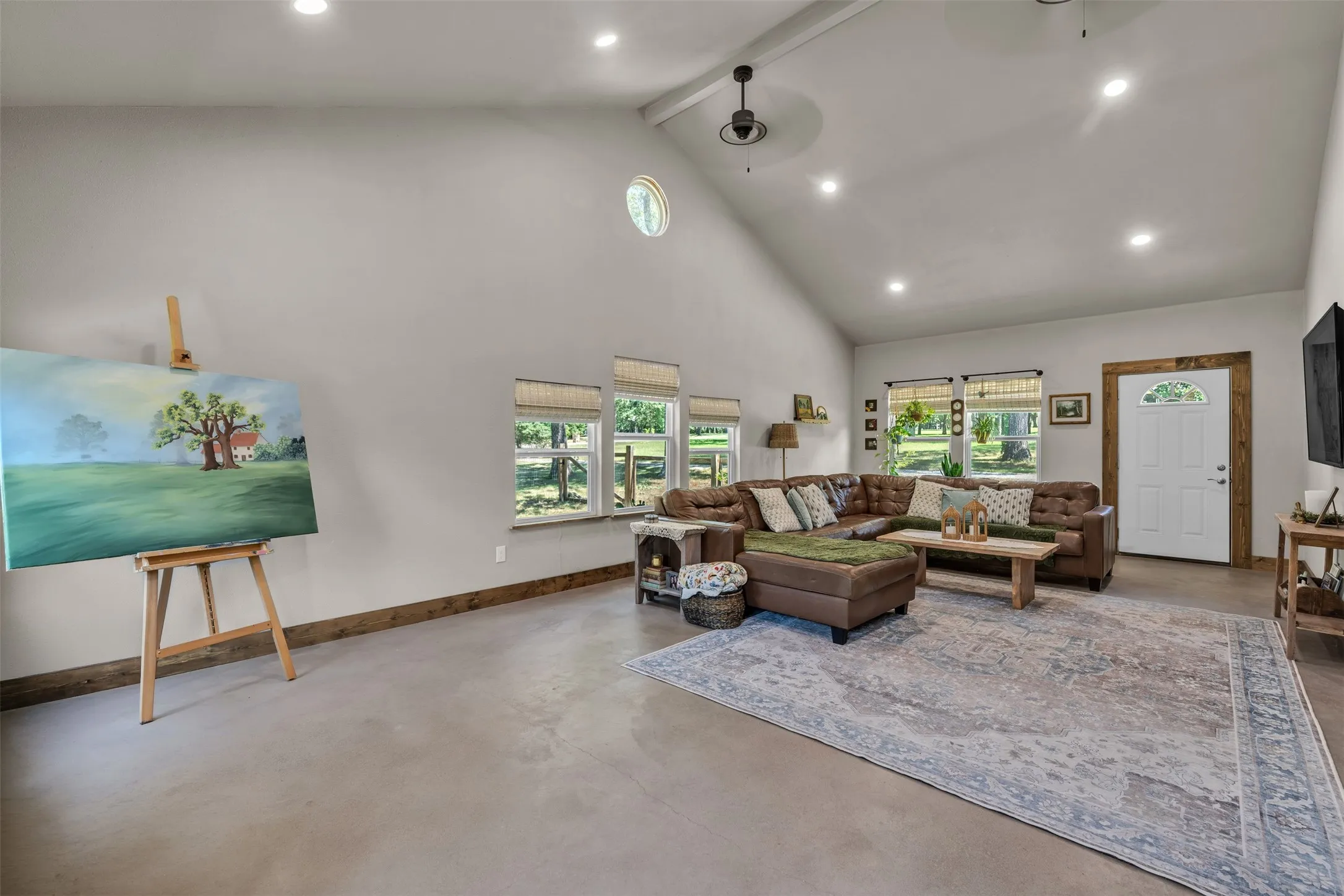New Living Room built on to the home- completed in. Vauled ceilings with exposed beam!