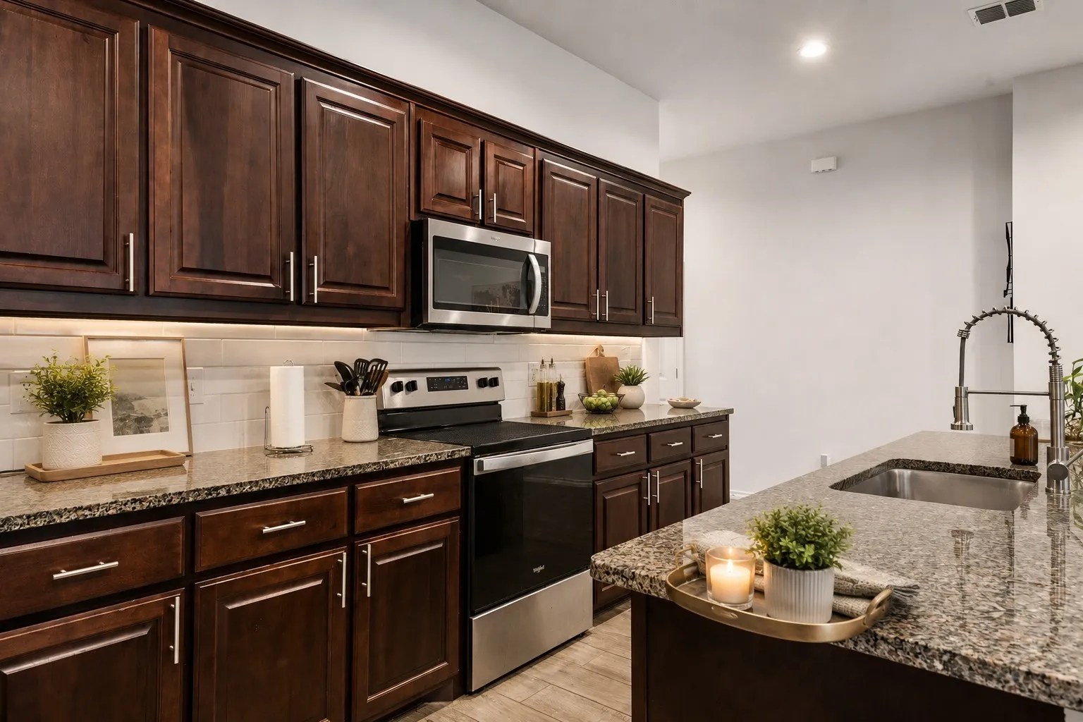 Kitchen with granite countertops