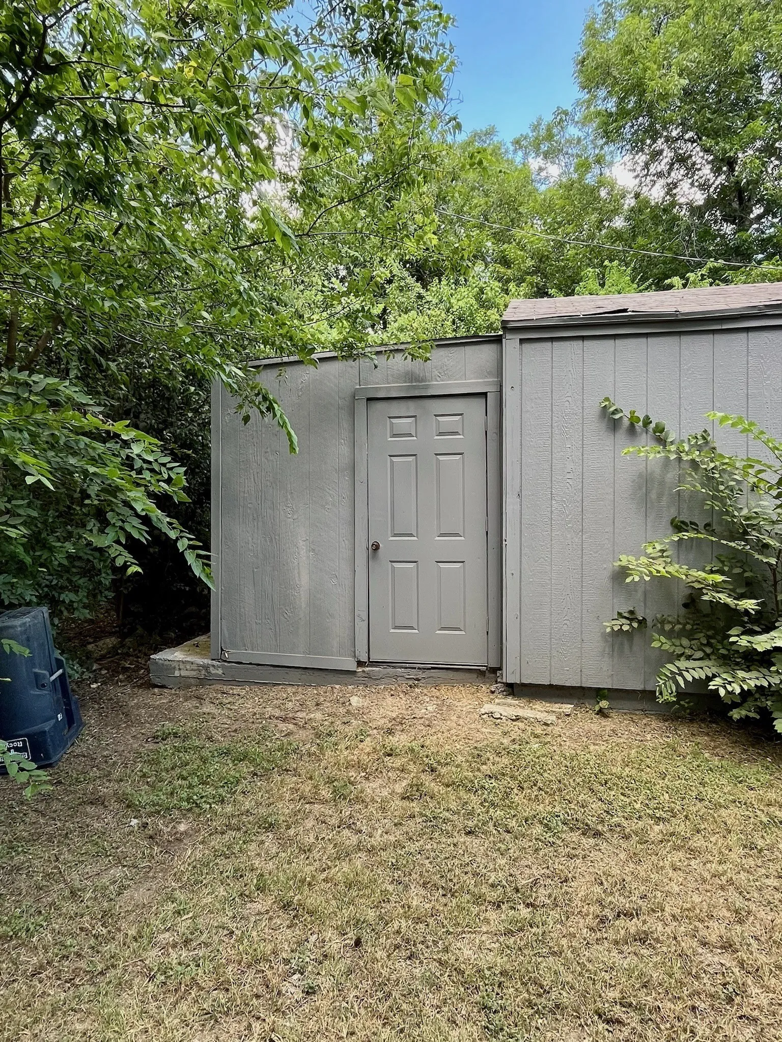 Storage closet at back of garage