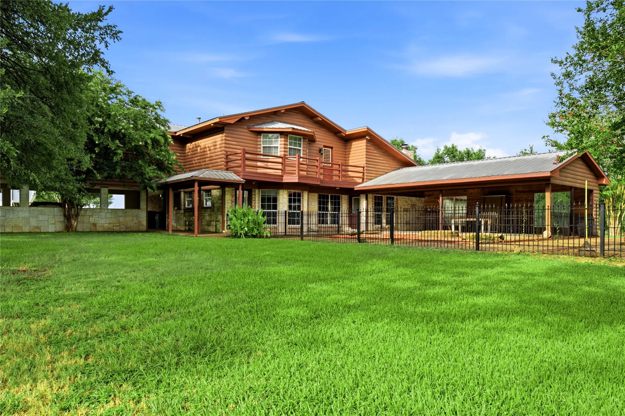 Shows balcony and large patio