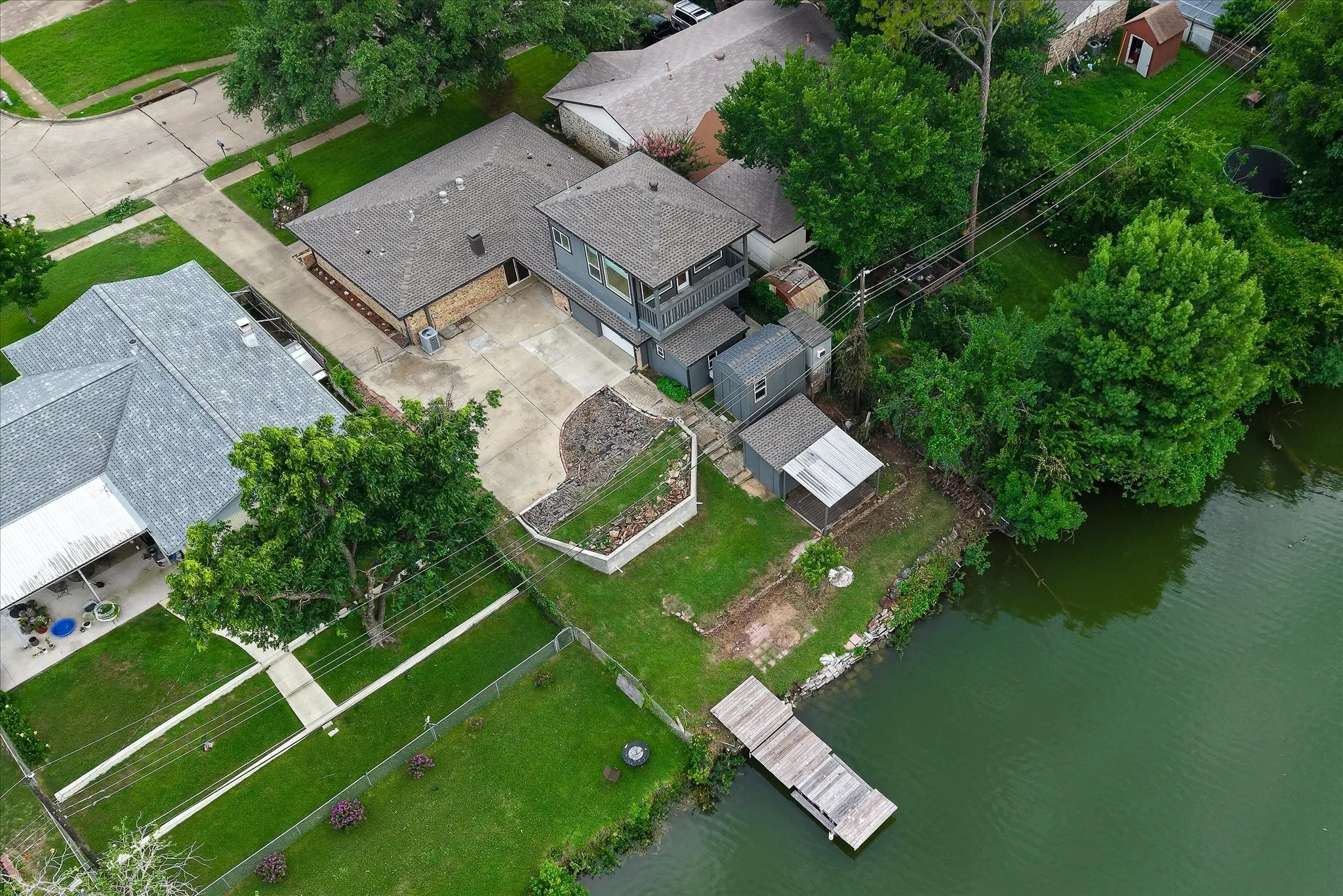 View of back of home and dock, lake.