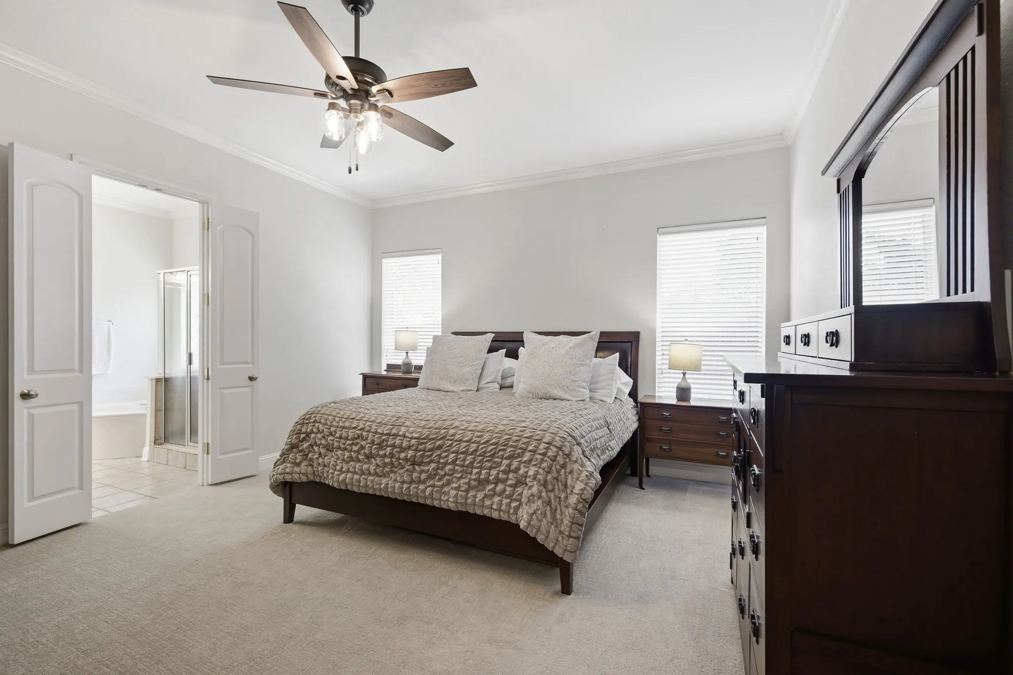 Spacious bedroom on first floor with newly installed carpet 6-26