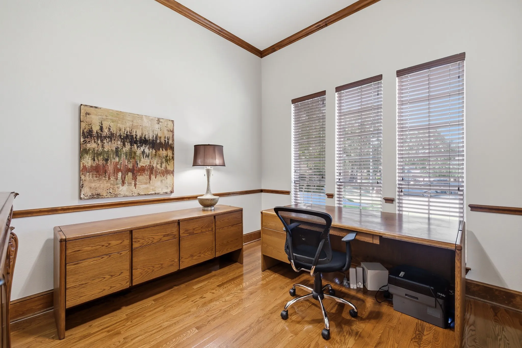 Wood-finish flooring throughout