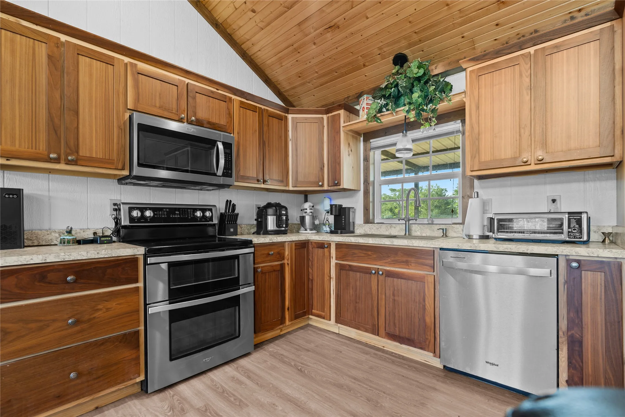 Kitchen with double oven and a gorgeous country view