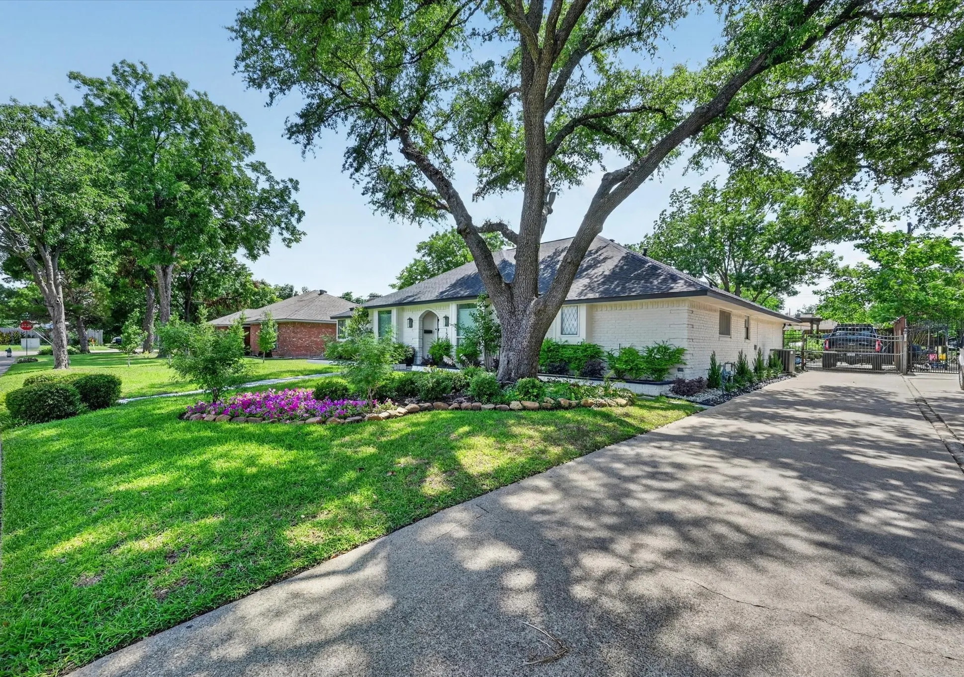 Long driveway with electric gate