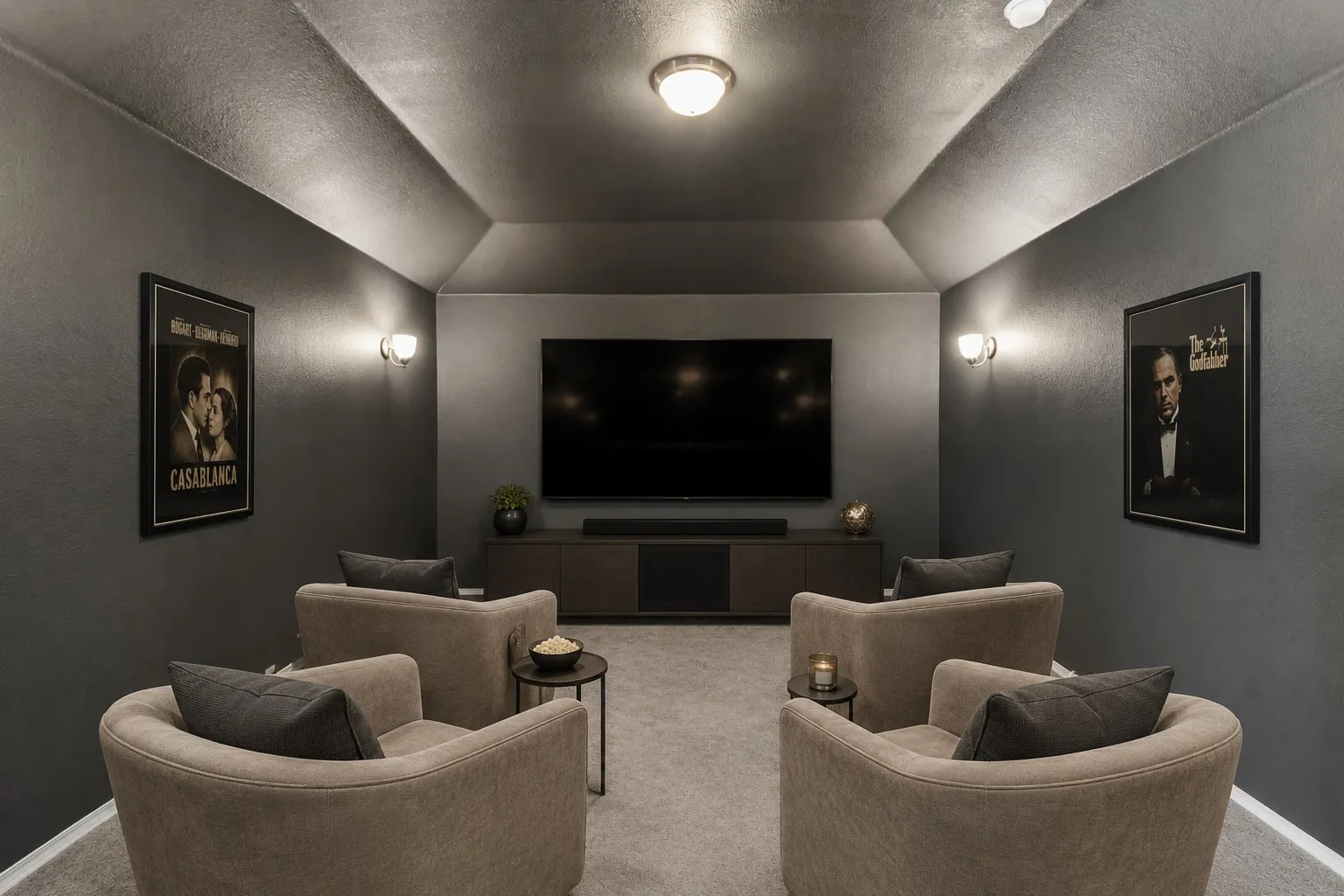 Media Room - virtually staged